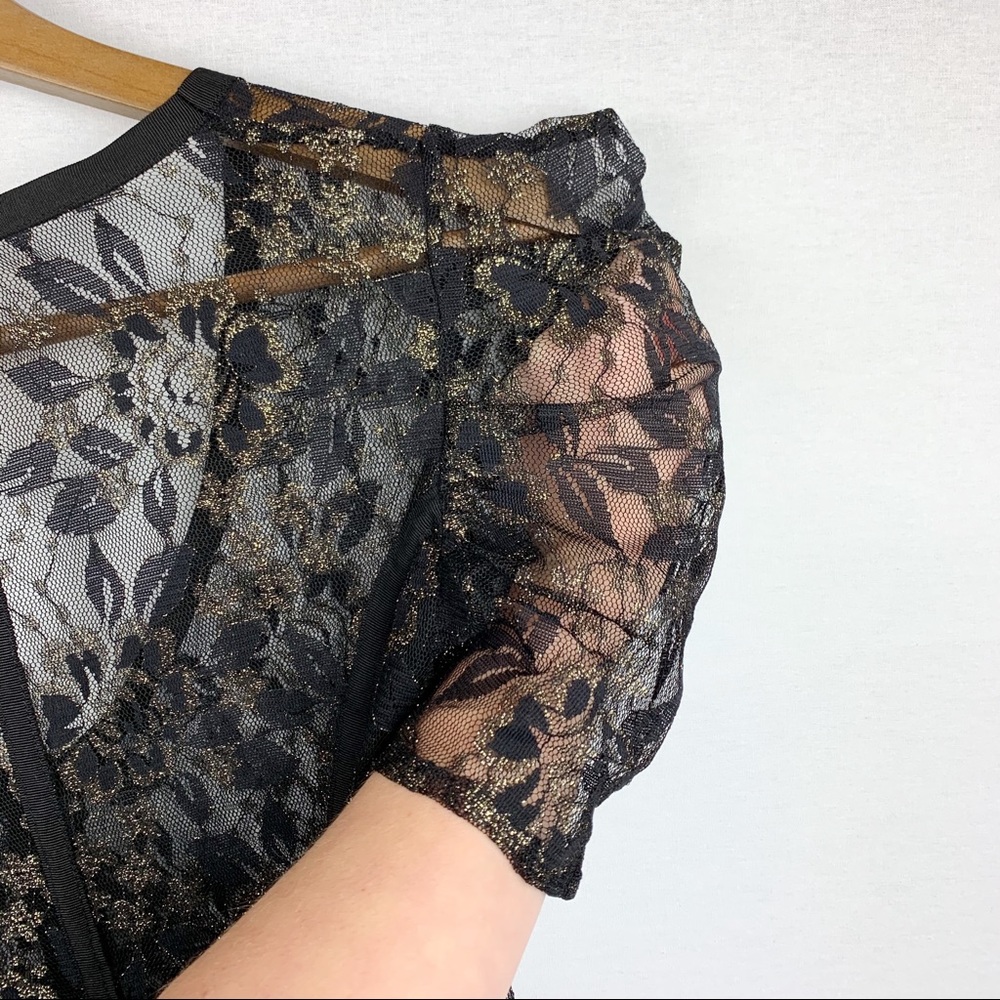 Charlotte Russe Ruffle Sleeve Sheer Lace Blouse - Picture 7 of 8